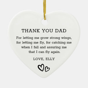 Modern Thank You Dad Black Hand Drawn Hearts Ceramic Ornament