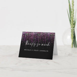 Modern Thank You Edgy Magenta Glitter Card