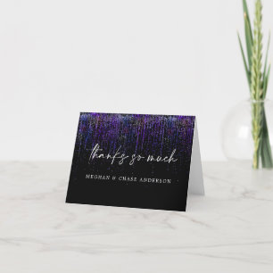 Modern Thank You Edgy Purple Glitter Card