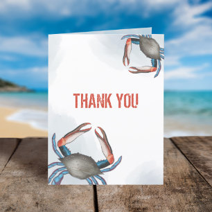 Modern Thank You Elegant Blue Crab Watercolor