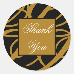 Modern Thank You Elegant Gold Black Appreciation Classic Round Sticker
