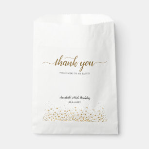 Modern Thank You For Coming Gold Confetti Birthday Favour Bag