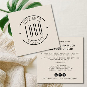 Modern thank you for your order simple logo square business card