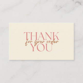 Modern Thank You For Your Order Small Business Business Card