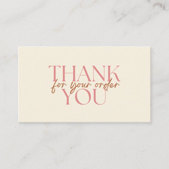 Modern Thank You For Your Order Small Business Card (Front)