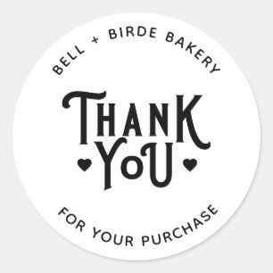 Modern Thank You for Your Purchase Small Business Classic Round Sticker
