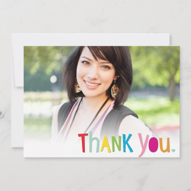 MODERN THANK YOU fun typography trendy colourful Card (Front)