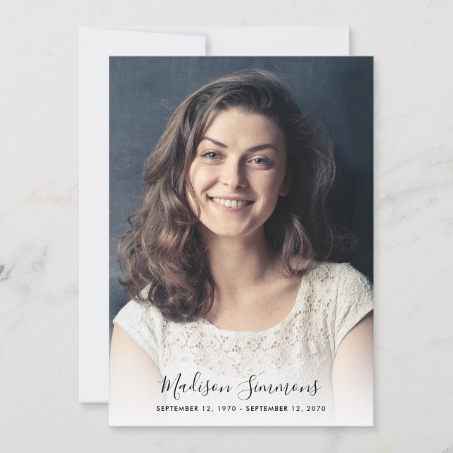 Modern Thank You Funeral Photo Sympathy Grief Card (Front)