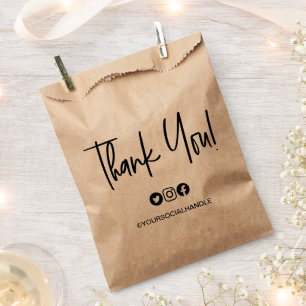 Modern thank you handlettered script Social Handle Favour Bag