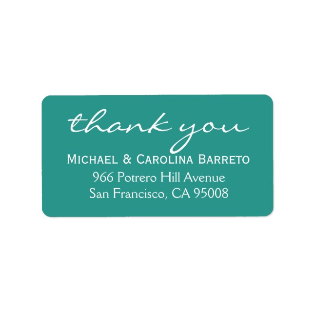 Modern Thank You Labels - Teal (Front)