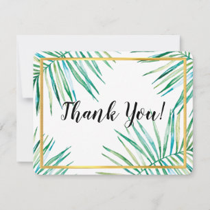 MODERN THANK YOU luxe tropical palm leaves foliage Card