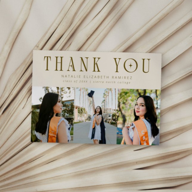 Modern Thank You Multi Photo Cream Graduation Announcement (Creator Uploaded)