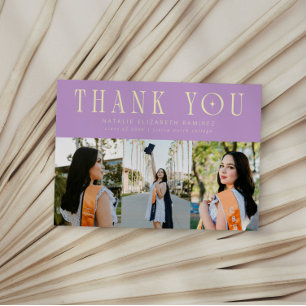 Modern Thank You Multi Photo Wisteria Graduation Announcement