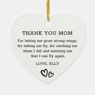 Modern Thank You Mum Black and White Heart Ceramic Ornament