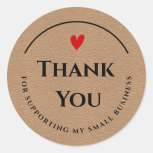 Modern thank you  on Kraft paper Classic Round Sticker