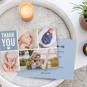 Modern Thank You Photo College Stats Flat Birth Announcement