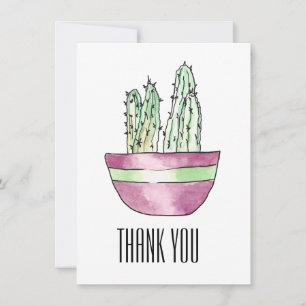 Modern Thank You Potted Cactus Flat Card