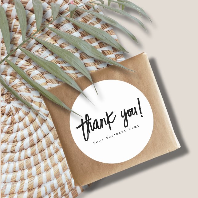 Modern thank you professional business  classic round sticker (Creator Uploaded)