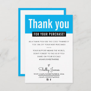 MODERN THANK YOU purchase insert aqua blue