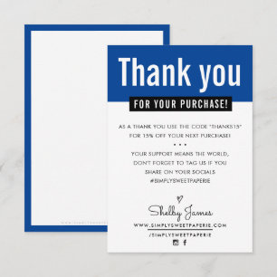 MODERN THANK YOU purchase insert royal blue Card