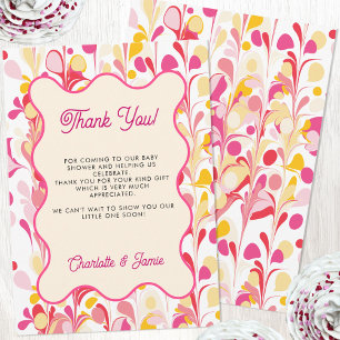 Modern Thank You Retro Abstract Pink Wavy Invitation