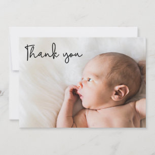Modern Thank you Script Baby Photo Announcement