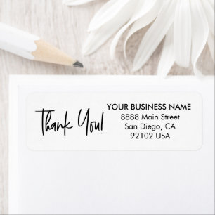 Modern thank you script Business return address  Label