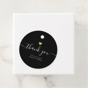 Modern Thank You Script Chic Gold Heart Wedding Fa Favour Tags
