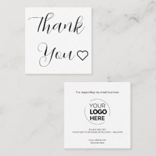 Modern Thank You Script Minimal White Discount Card