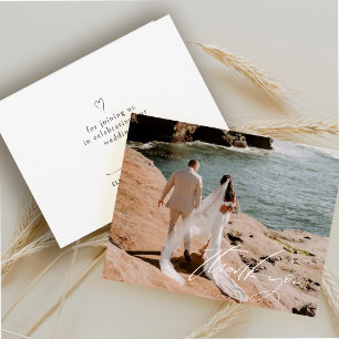 Modern Thank You Script Wedding Photo  Card