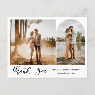 Modern Thank You Script Wedding Photos Postcard