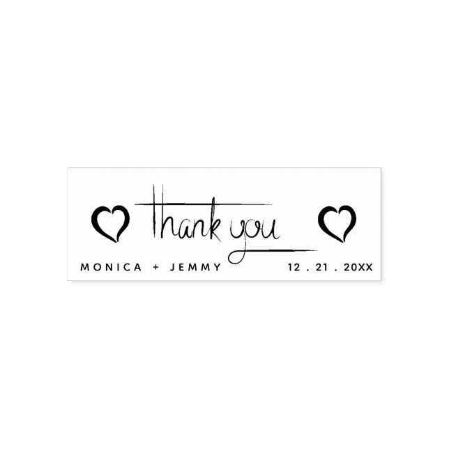 Modern Thank You Script with Heart Wedding Self-inking Stamp (Design)