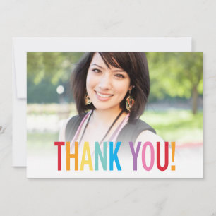 MODERN THANK YOU simple block captials colourful Card
