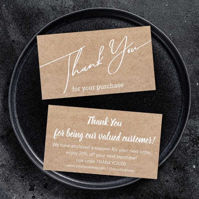 modern thank you small business kraft trendy chic  enclosure card (Creator Uploaded)