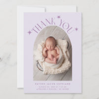 Modern Thank You Stars Lilac Photo Birth