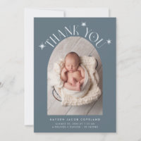 Modern Thank You Stars Slate Blue Photo Birth