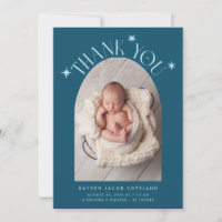Modern Thank You Stars Teal Photo Birth