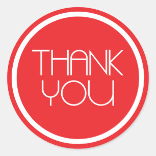 Modern Thank You Stickers (Red / White)