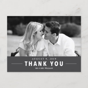 Modern Thank You Wedding Custom Photo Postcard
