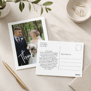 Modern Thank You Wedding Photo Postcard
