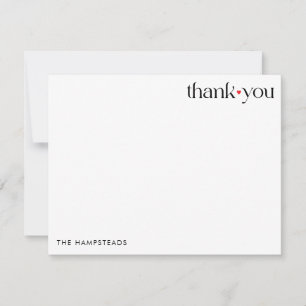 Modern Thank You with Red Heart From Family Card