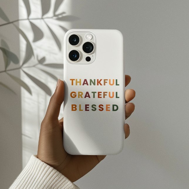 Modern Thankful Grateful Blessed Phone Case (Creator Uploaded)