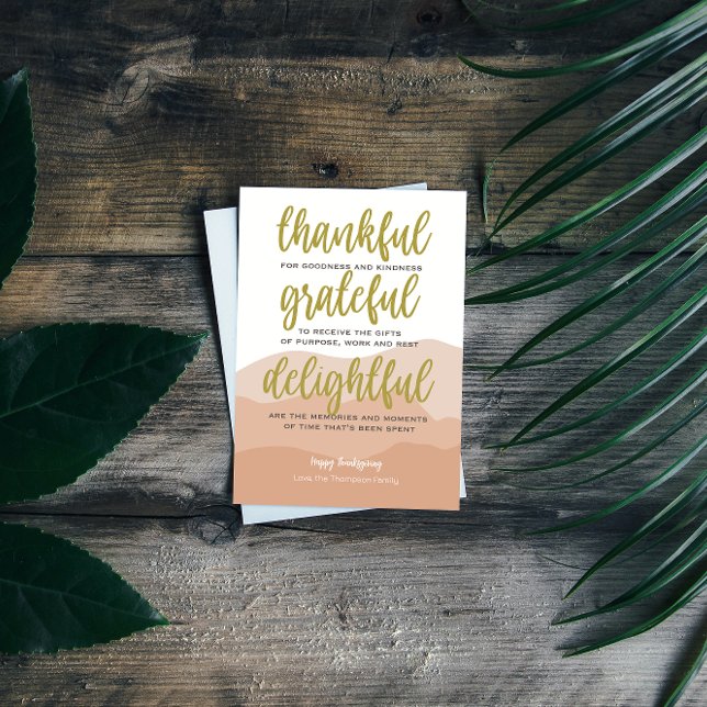 Modern Thankful Script Thanksgiving Card (Creator Uploaded)