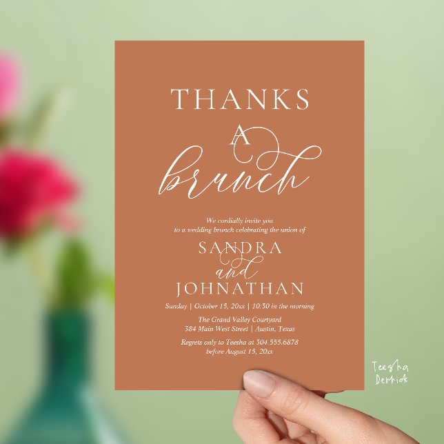 Modern Thanks a Brunch Wedding Weekend Celebration Invitation (Modern Thanks a Brunch Modern Wedding Weekend Celebration Invitation Card in Terracotta Brown Copper)