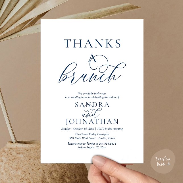 Modern Thanks a Brunch Wedding Weekend Celebration Invitation (Modern Thanks a Brunch Modern Wedding Weekend Celebration Invitation Card in Navy Blue)