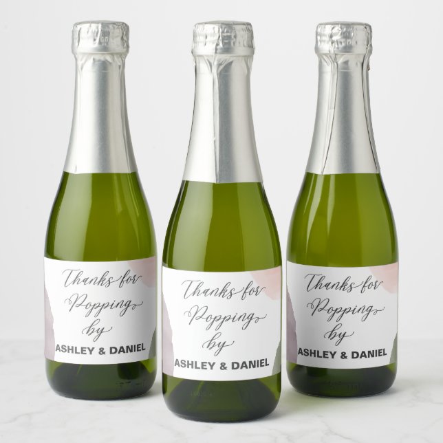 Modern Thanks for Popping By Bottle Label, Sparkling Wine Label (Bottles)