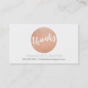 MODERN THANKS SCRIPT handdrawn bold spot rose gold Business Card