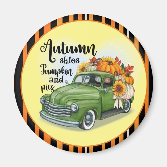 Modern Thanksgiving Beautiful Autumn Collection Magnet (Front)