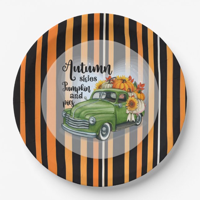 Modern Thanksgiving Beautiful Autumn Collection Paper Plate (Front)