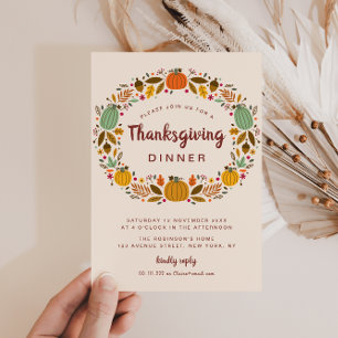 Modern thanksgiving dinner invitation